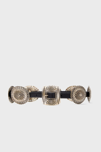 Black Distressed Leather Belt