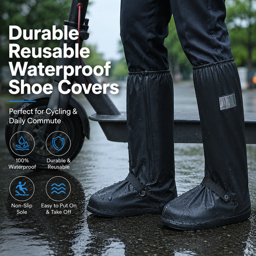 Reusable Knee-High Waterproof Rain Shoe Covers Non-Slip Boot Protectors