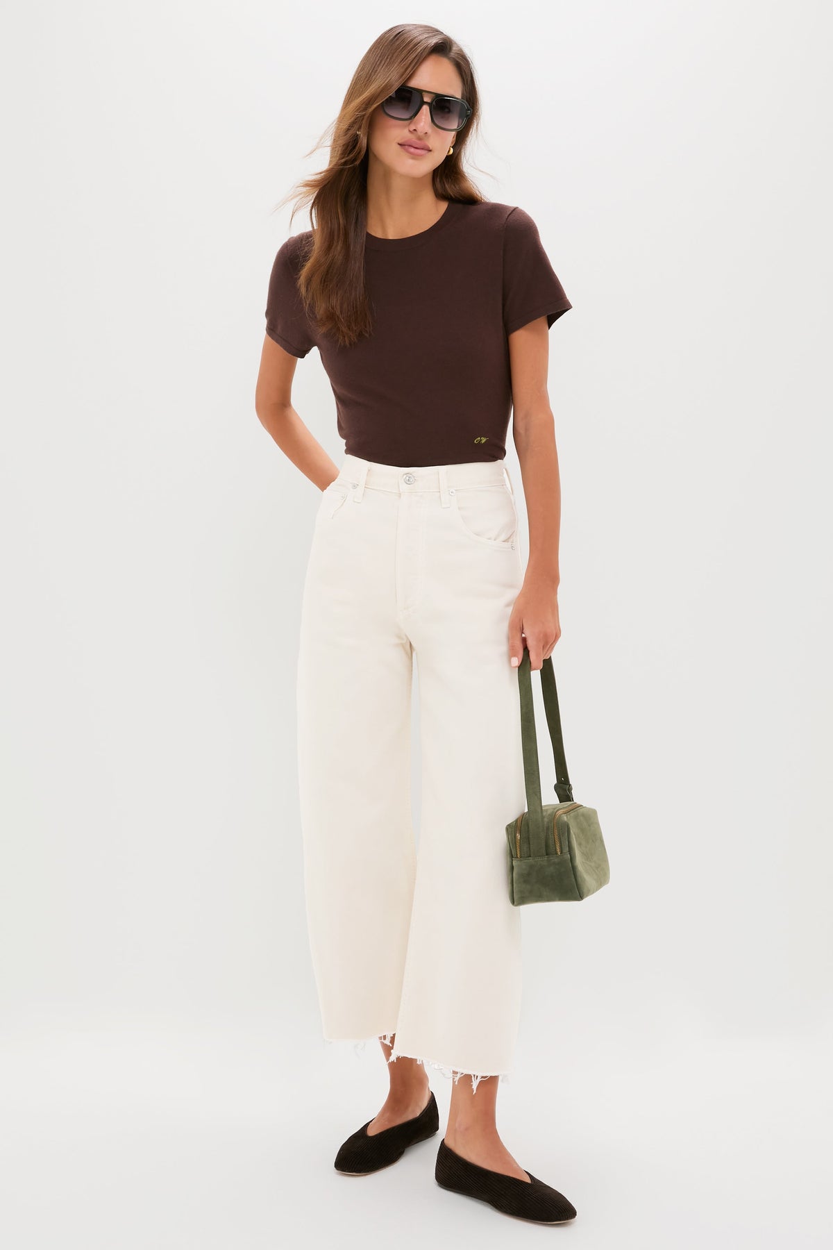 Almondette Ayla Raw Hem Crop