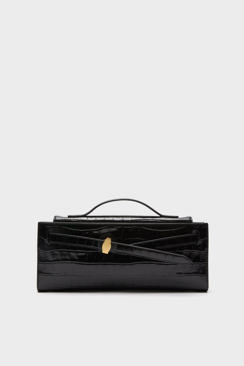 Black Croc Embossed Veronica Beard Dash Clutch
