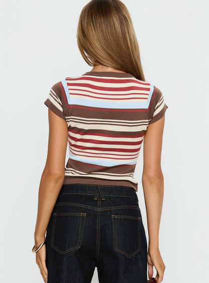 Norelai Short Sleeve Knit Top Multi Stripe