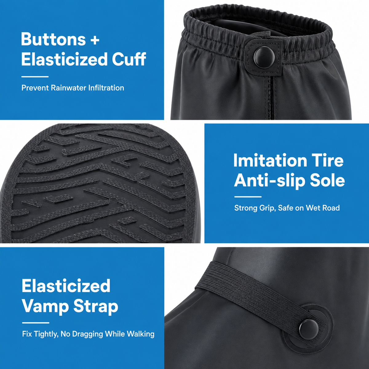 Reusable Knee-High Waterproof Rain Shoe Covers Non-Slip Boot Protectors