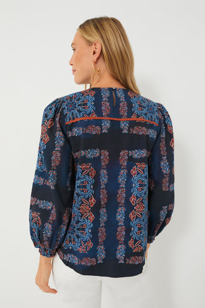 Bleu Fable Shea Peasant Blouse