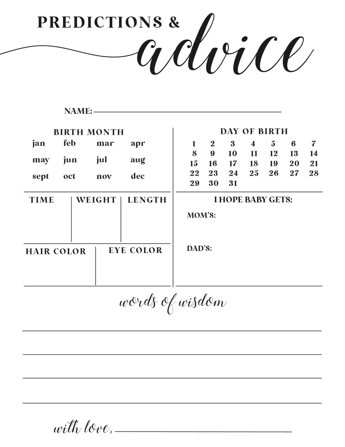Baby Shower Games - Free Baby Shower Digital Download