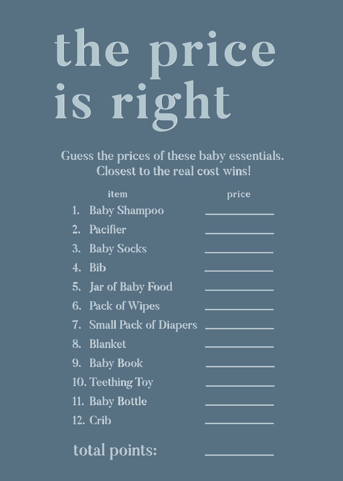 Boy Baby Shower Games - Free Baby Shower Digital Download