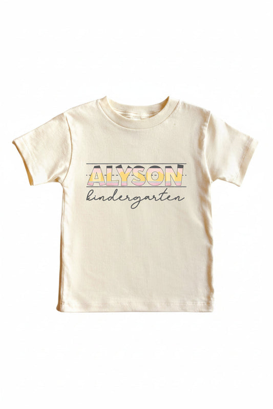 Personalized New Grade Kids Graphic Tee | Natural