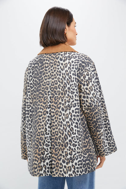 Almond Milk Printed Canvas Midi Jacket