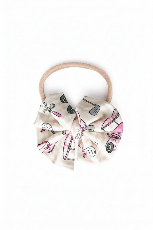 Knit Bow Headband | Caddie Crew Pink
