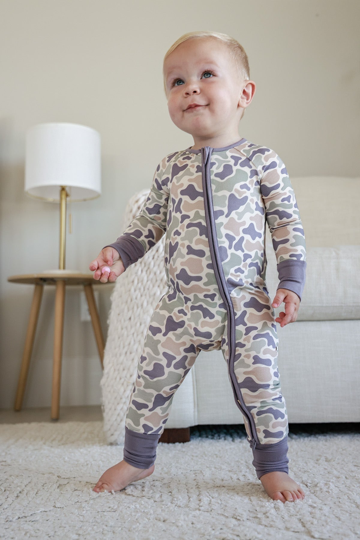 Convertible Bamboo Zip Romper | Camo Cutie