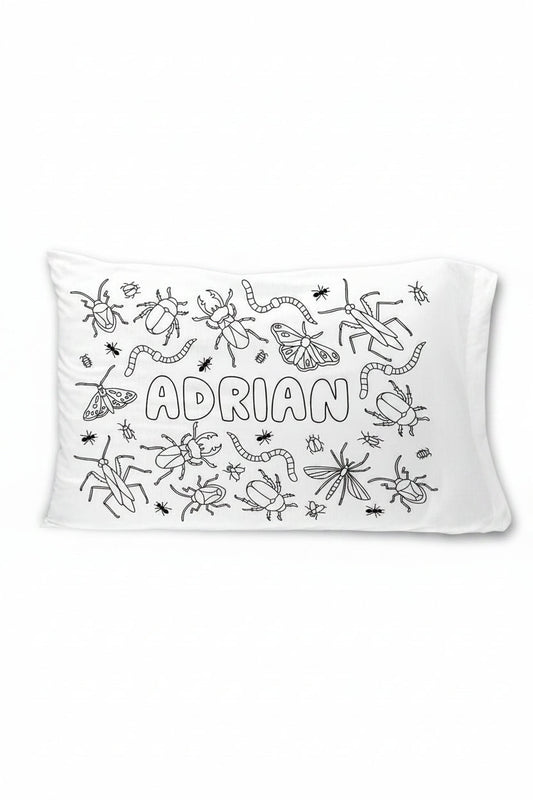 Colorable Personalized Pillow Case | Doodle Bugs