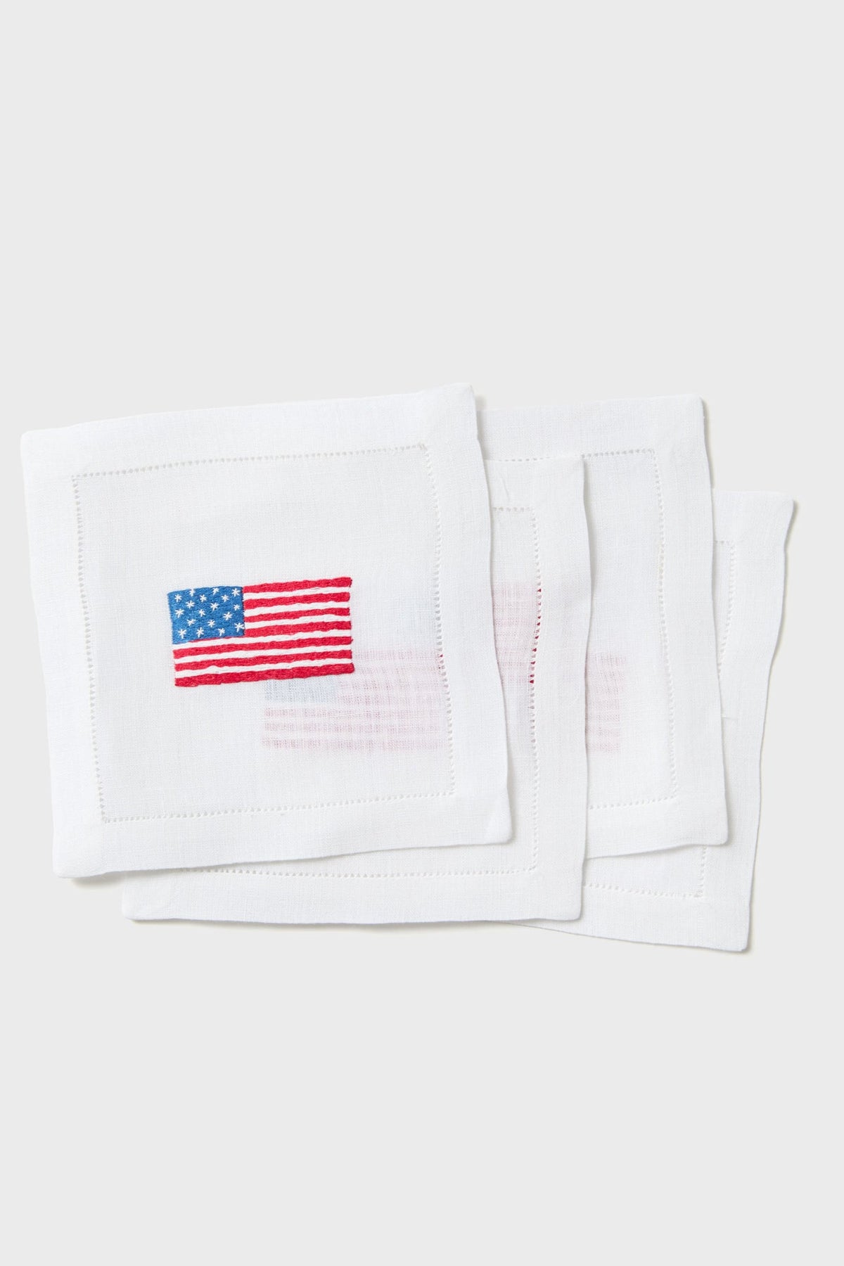 American Flag Embroidered Cocktail Napkins Set of 4