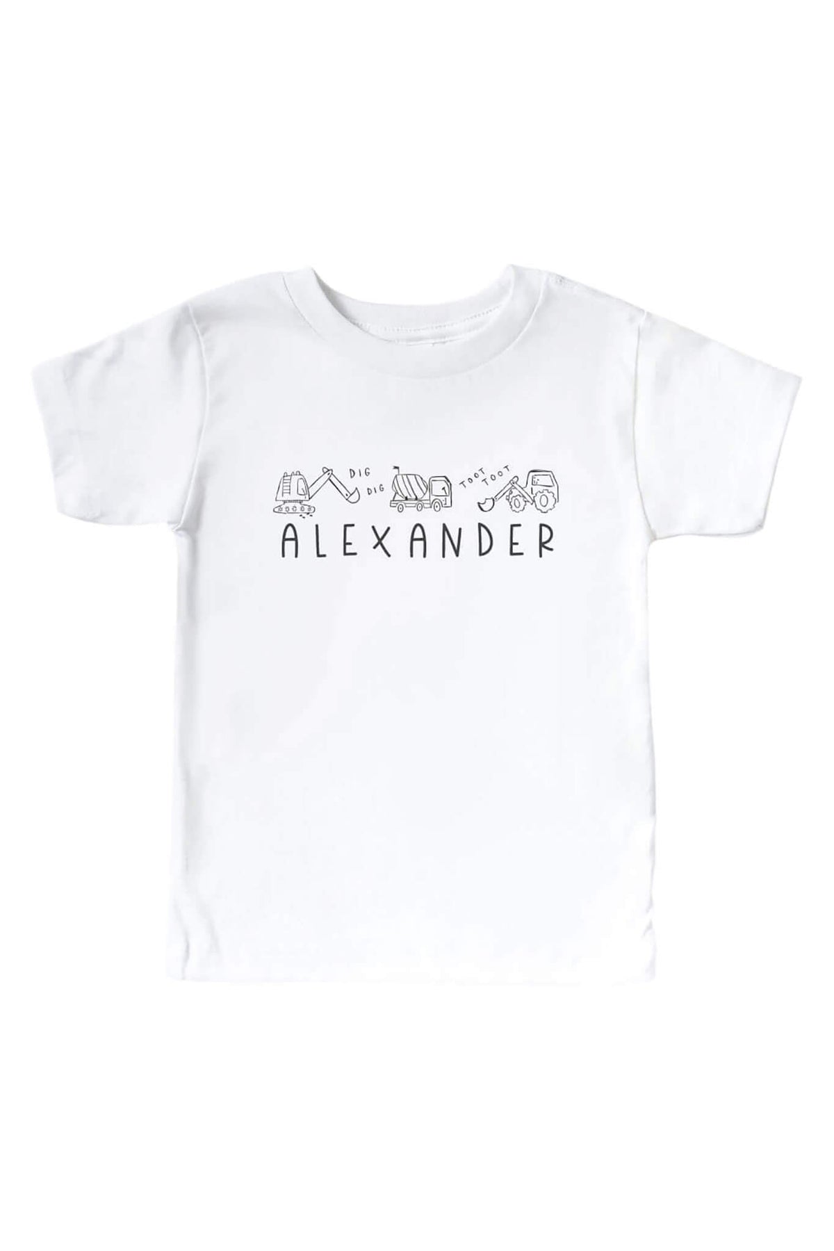 Personalized Doodle Dozers Kids Graphic Tee | White