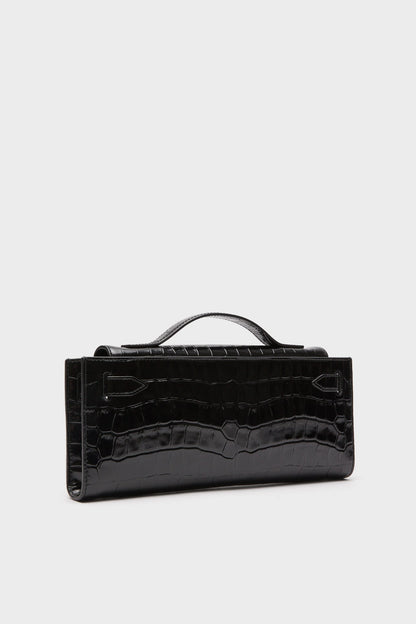 Black Croc Embossed Veronica Beard Dash Clutch