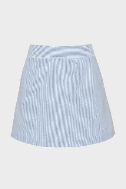 Blue 16 Inch Performance Seersucker Winefred Golf Skirt