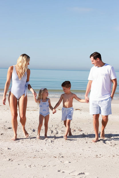Boy's Swim Trunks | Seersucker Blue