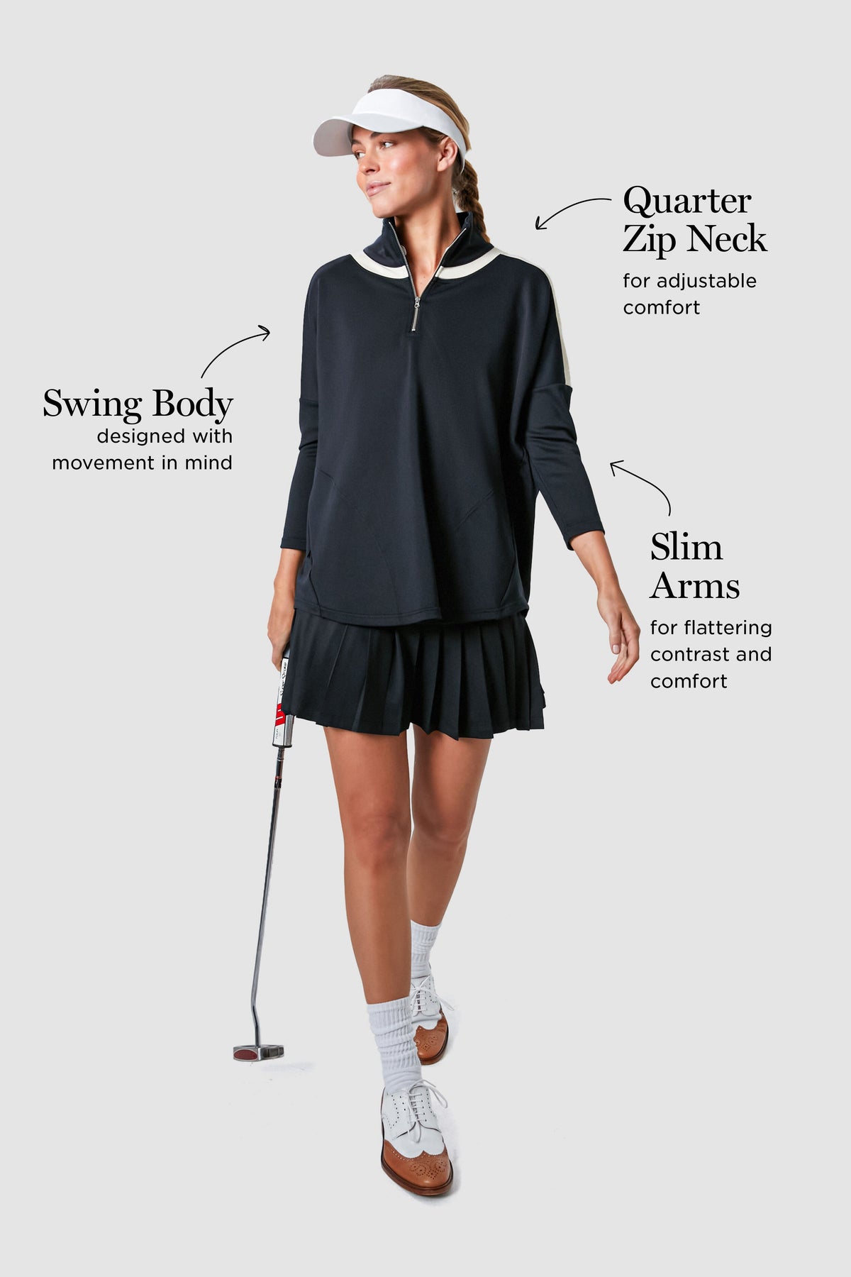 Black and Ivory Amelie Quarter Zip