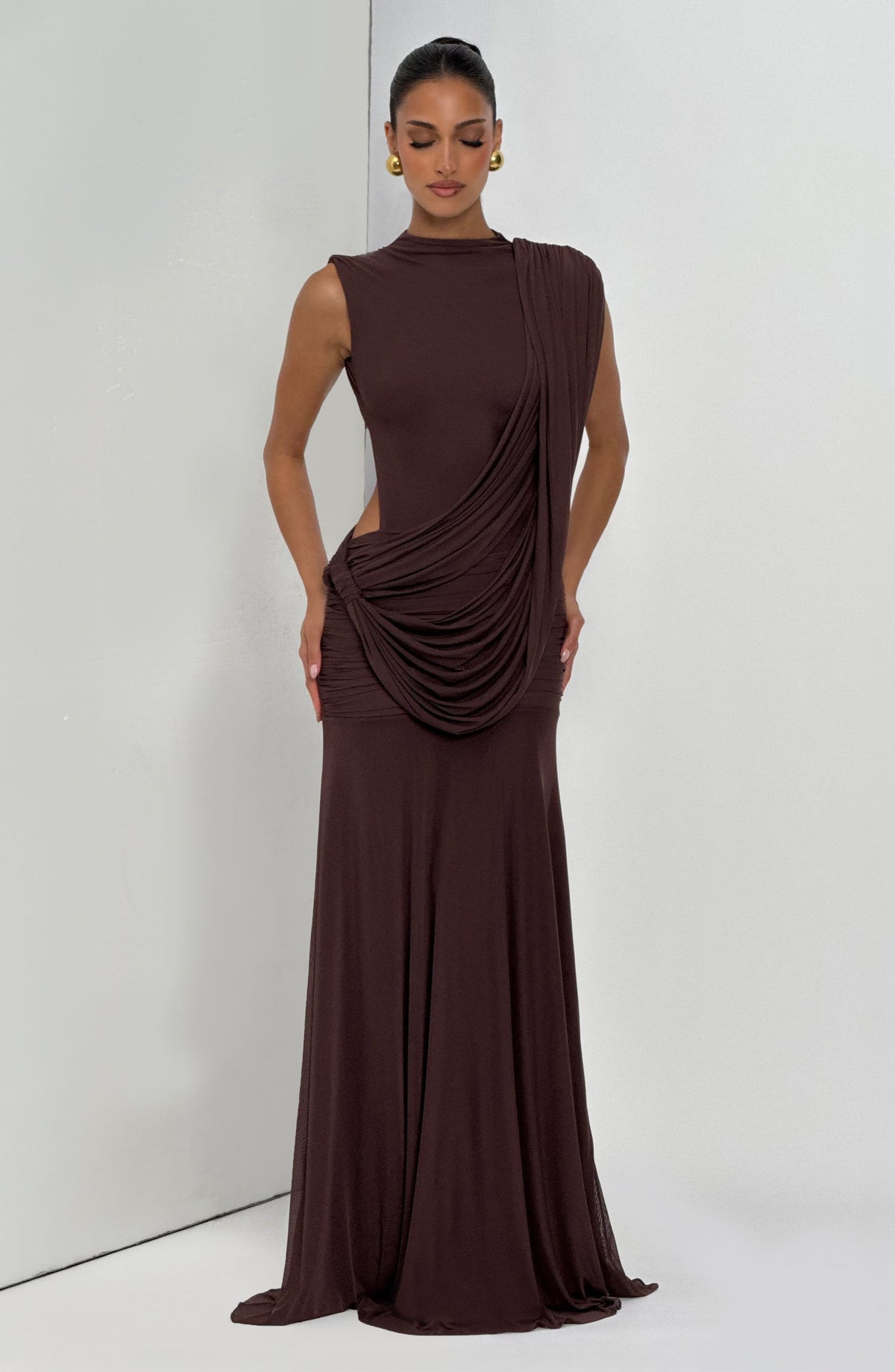 Mireya Maxi Dress - Plum Brown