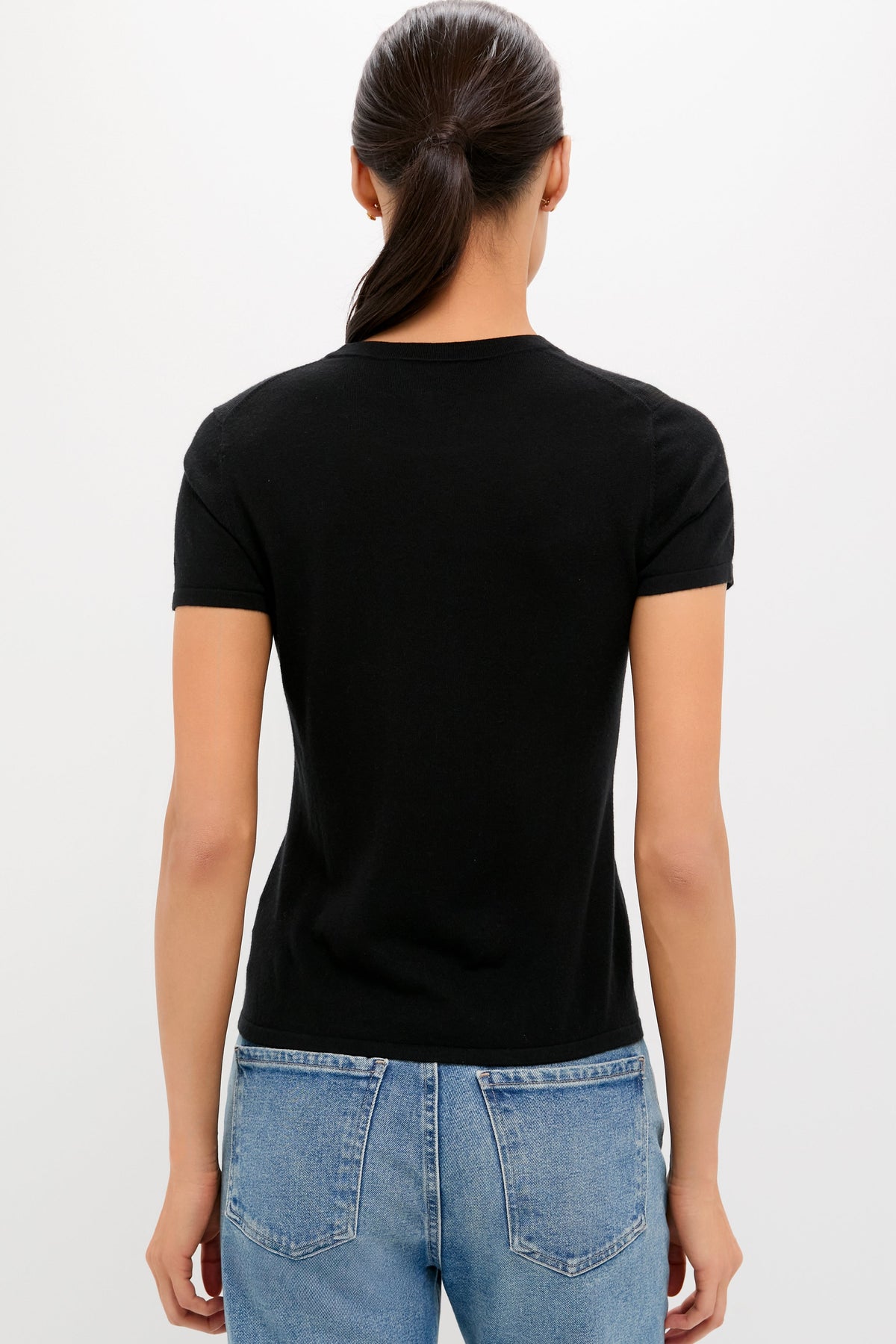 Black Cashmere Silk Katie Tee