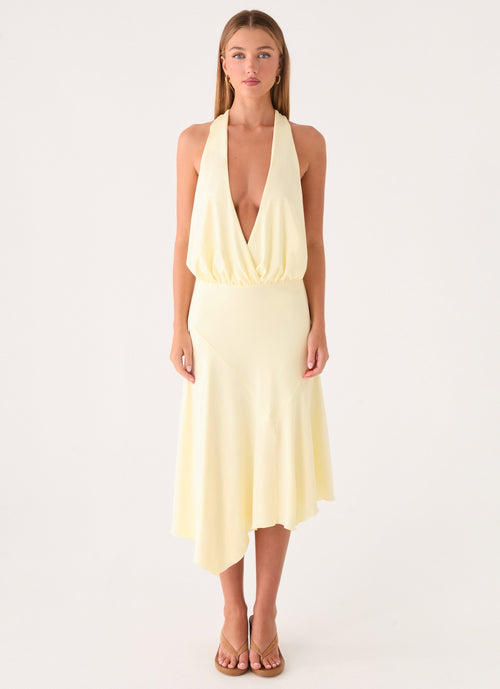 Ignite It Midi Dress - Lemon