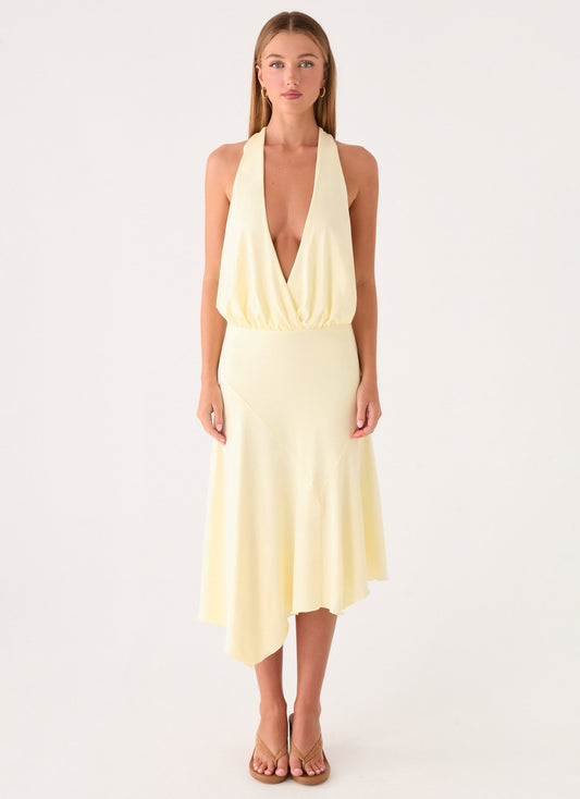 Ignite It Midi Dress - Lemon