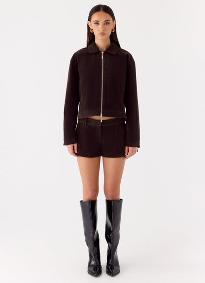 Jeremy Faux Suede Shorts - Chocolate