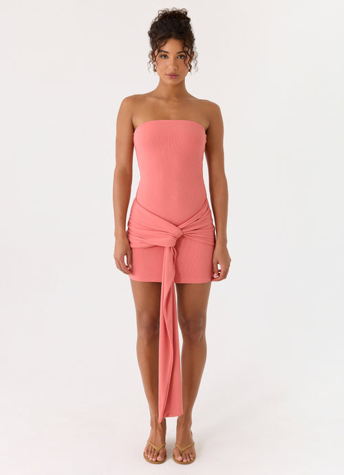 Jiliana Strapless Mini Dress - Coral
