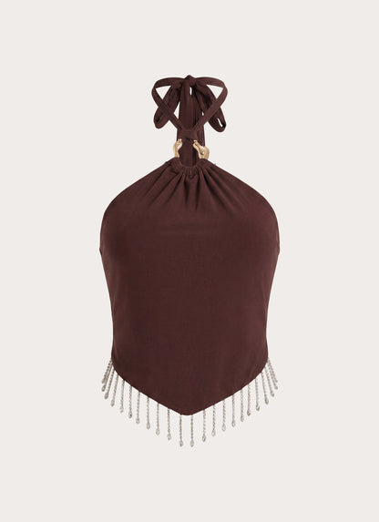 Joosal Beaded Top - Brown