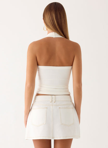 Julien Mid Rise Denim Mini Skirt - Ivory