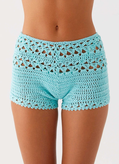 Kristelle Crochet Shorts - Turquoise