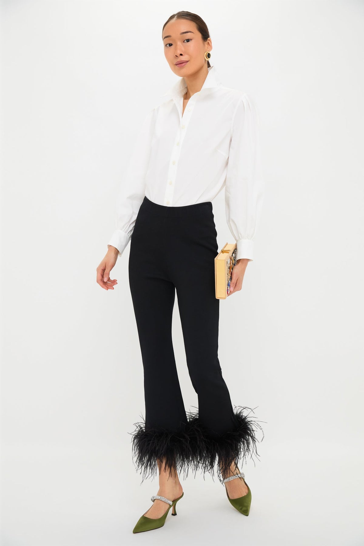 Black Feather Compression Knit Ashford Pants