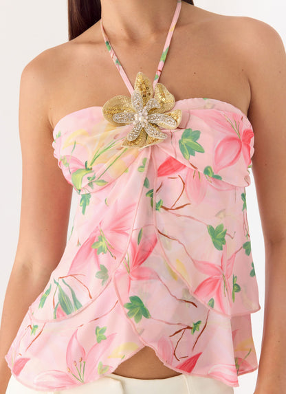 Leslie Halter Top - Blooming Spring