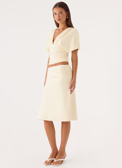 Lorelei Midi Skirt - Soft Butter Yellow