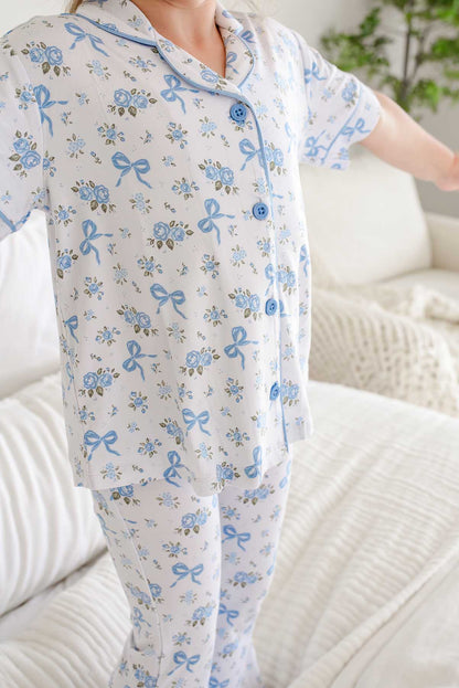 Girls' Two-Piece Bamboo Flare Lounge Set | Tied In Blooms