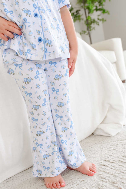 Girls' Two-Piece Bamboo Flare Lounge Set | Tied In Blooms