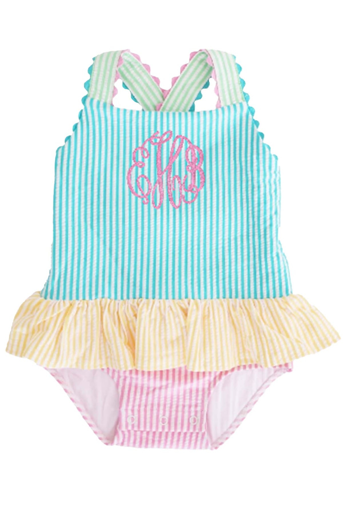 One-Piece Skirt with Bow Back | Multicolor Seersucker