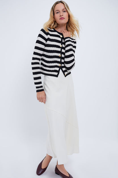 Black and White Striped Cardigan