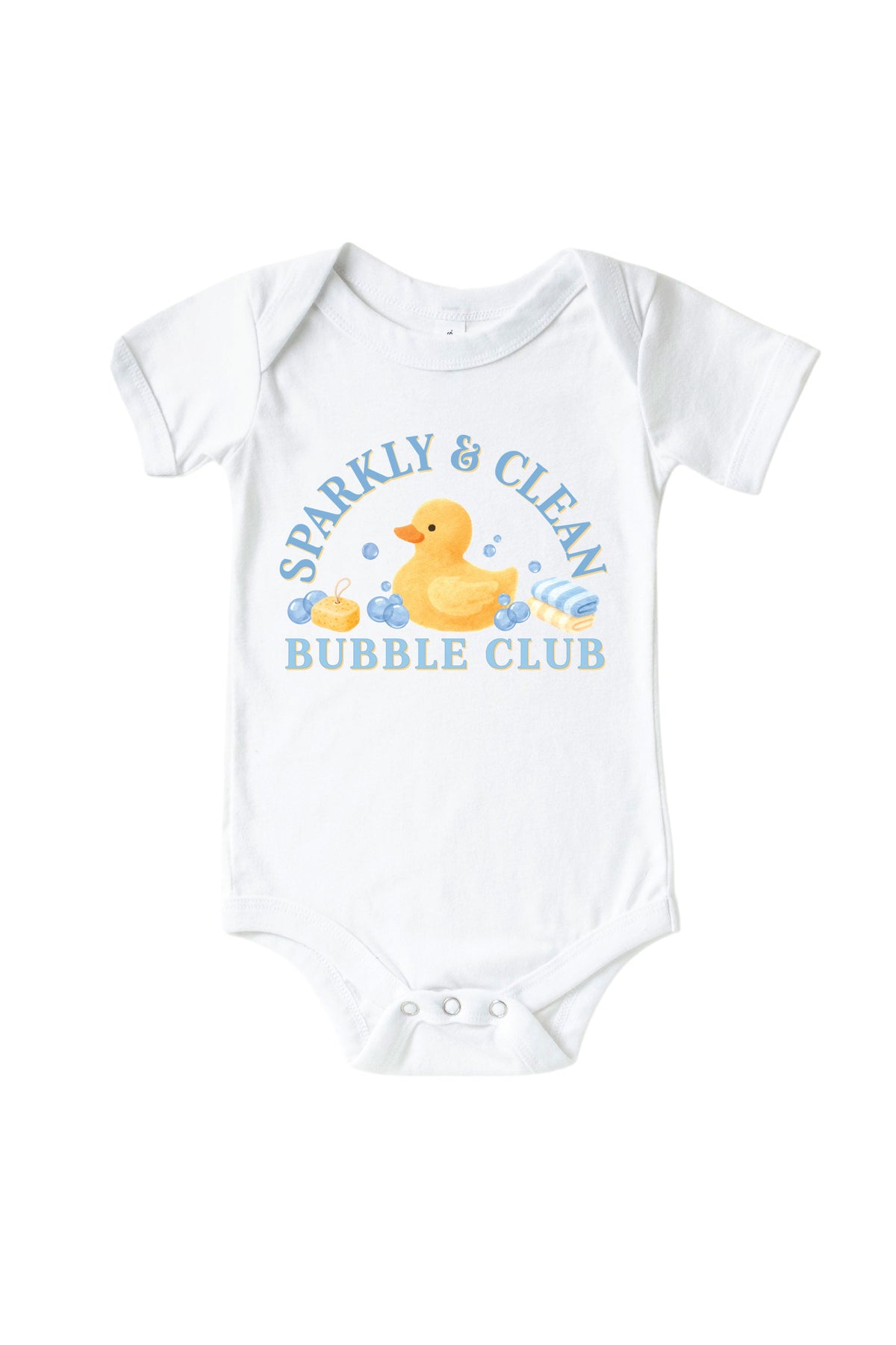 Bubble Club Blue Graphic Bodysuit & Kids Tee | White
