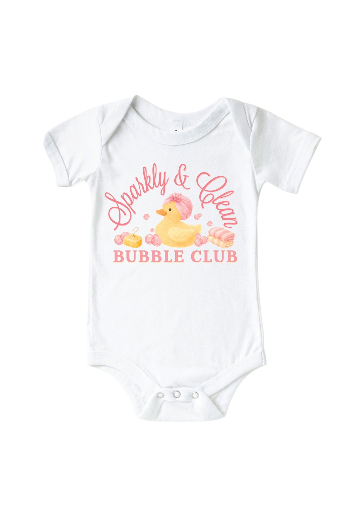 Bubble Club Pink Graphic Bodysuit & Kids Tee | White