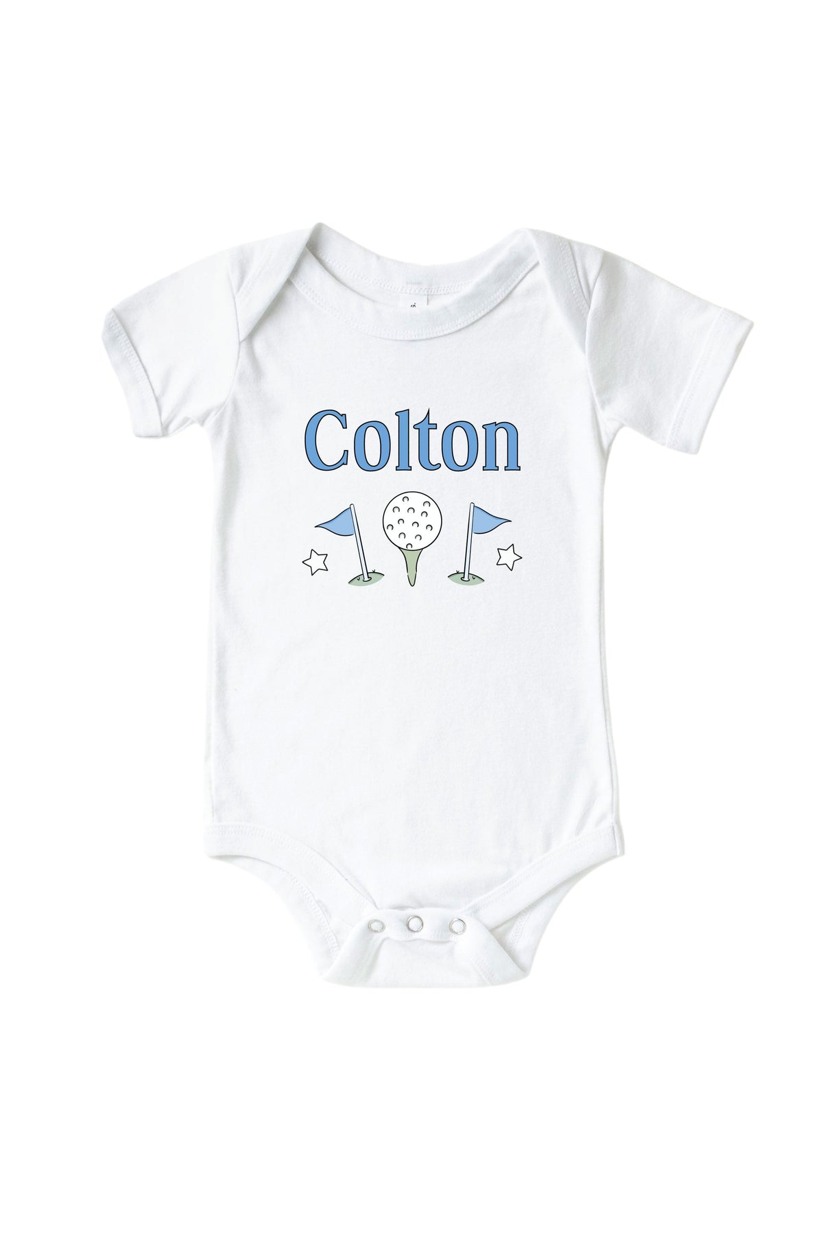Personalized Caddie Crew Blue Graphic Bodysuit & Kids Tee | White