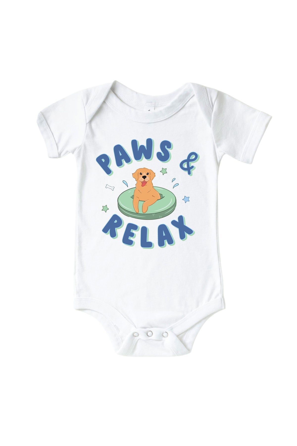 Paws & Relax Blue Graphic Bodysuit & Kids Tee | White