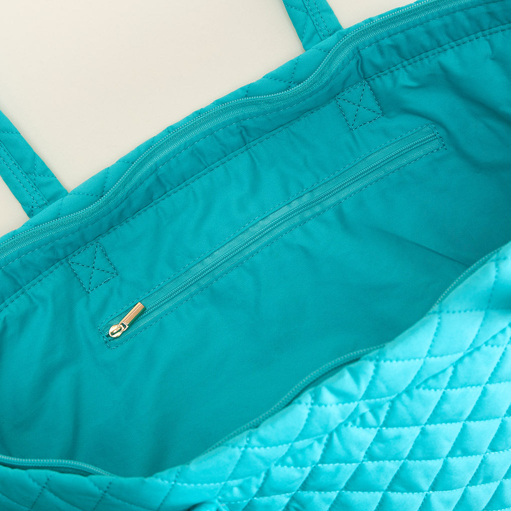 Signature Teal Quilted Tote Bag