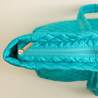 Signature Teal Quilted Tote Bag