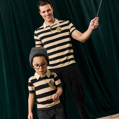 Hufflepuff House Stripe Men's French Terry Polo Shirt