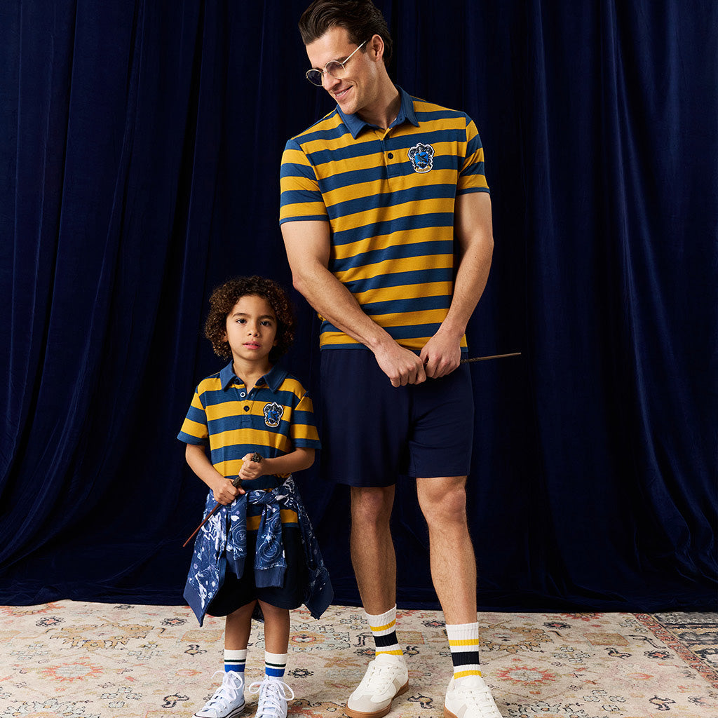 Ravenclaw House Stripe French Terry Polo Shirt