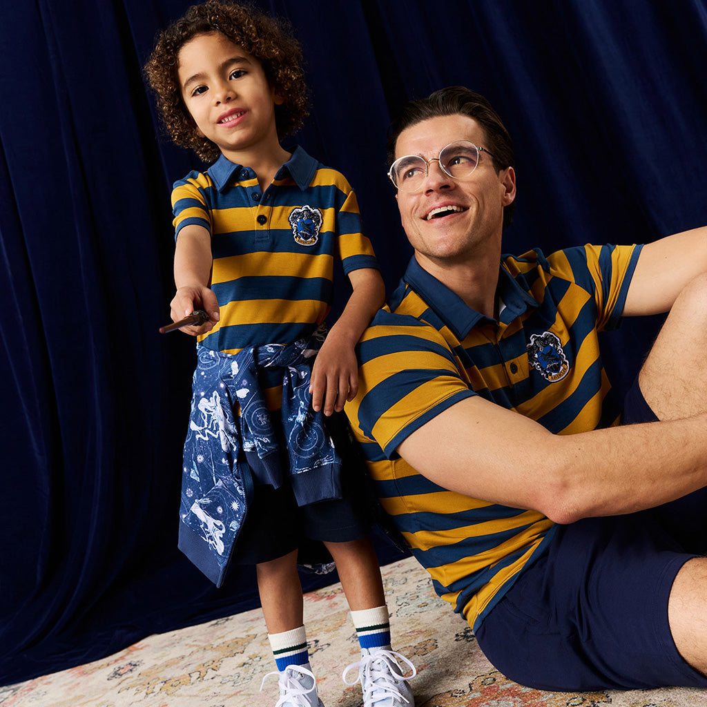 Ravenclaw House Stripe French Terry Polo Shirt