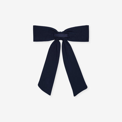 Varsity Navy French Terry Luxe Bow Hair Clip