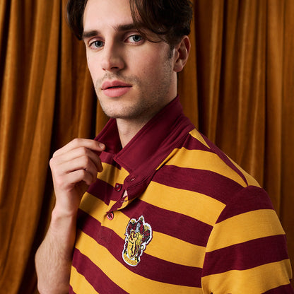 Gryffindor House Stripe Men's French Terry Polo Shirt