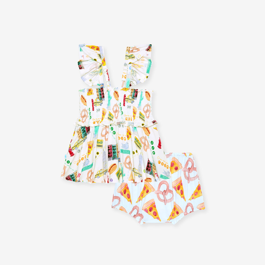 Posh NYC Smocked Babydoll Bummie Set