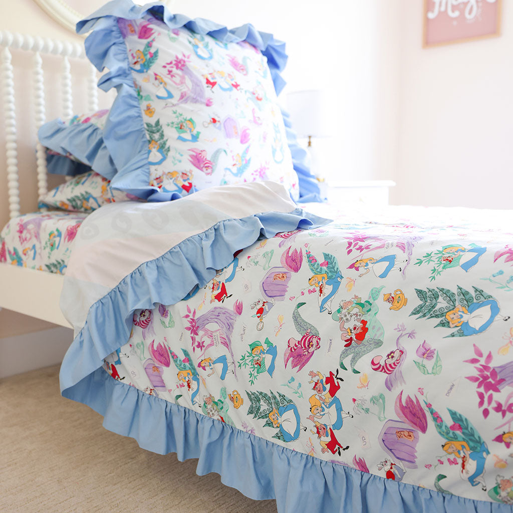 Disney Adventures in Wonderland Reversible Ruffled Duvet Cover