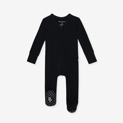 Black Footie Zippered One Piece